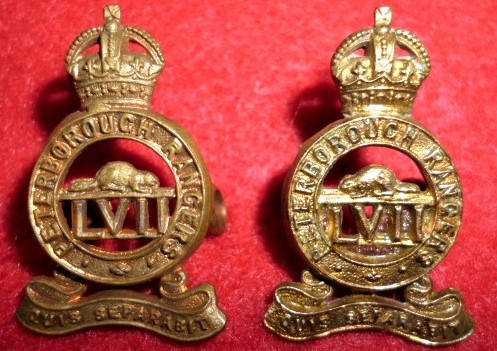 MM172 - 57th Regiment (Peterborough Rangers) Collar Badge Pair  